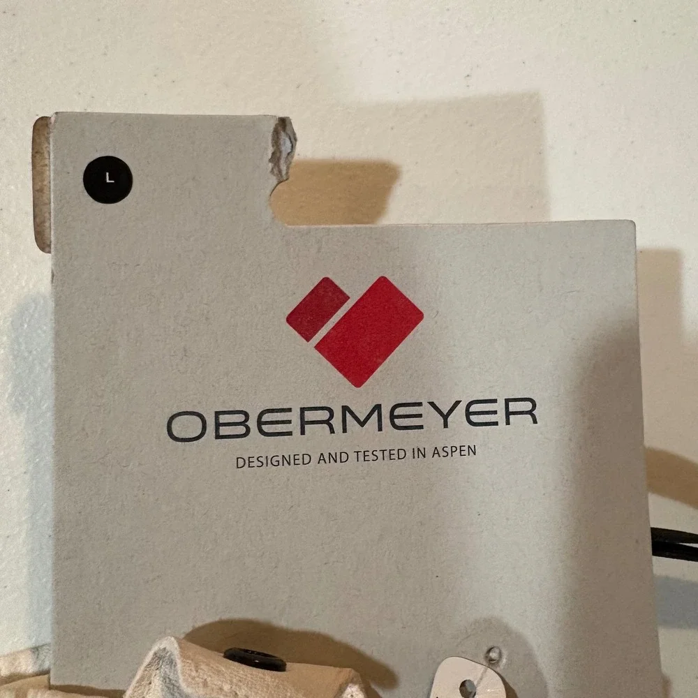 Obermeyer Leather Down Mitten White Quilted 600 Fill Goose Down Large 18047Z